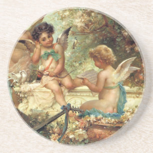 Musikanten Engel von Hans Zatzka, Victorian Fine A Sandstein Untersetzer