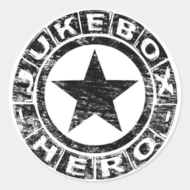 Musikautomat-Held Runder Aufkleber (Vorderseite)