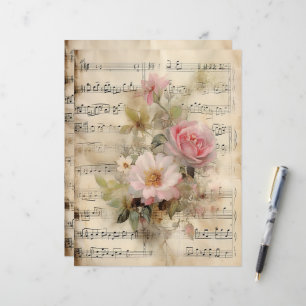 Musikblatt und Collage aus Rose