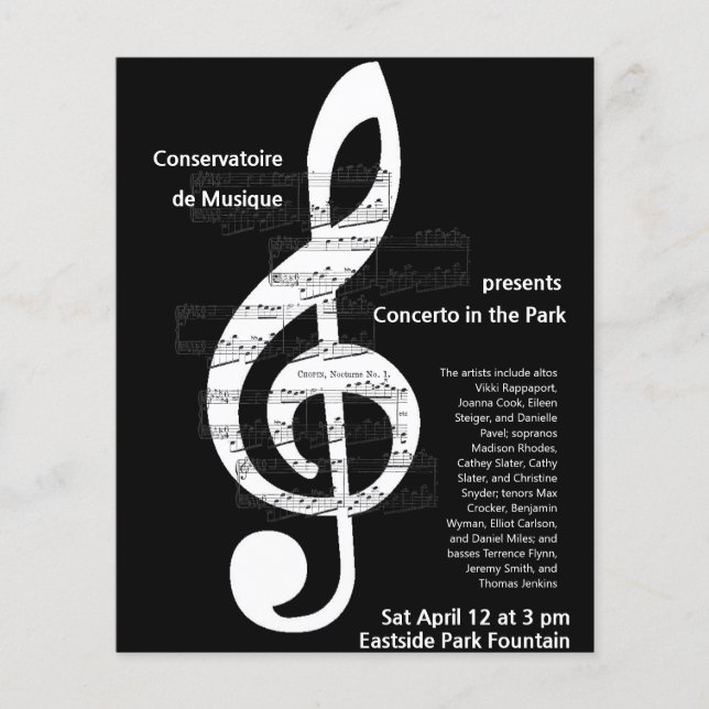 Musikchor Konzert Treble Clef Werbeplakat Flyer (Vorne)