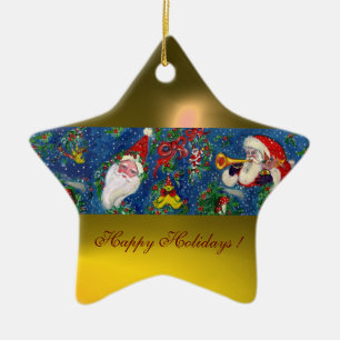 MUSIKCHRISTMAS NACHT SANTA CLAUS Gelber Star Keramikornament