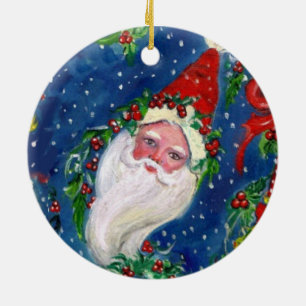 MUSIKCHRISTMAS NIGHT, SANTA BUGLER Rotes Herz Keramikornament