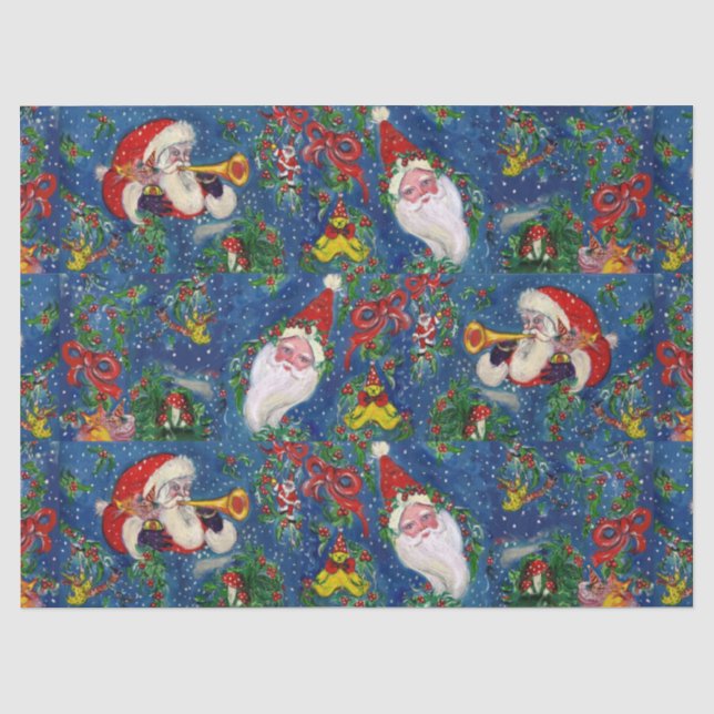 MUSIKCHRISTMAS NIGHT, SANTA CLAUS, TOYS, RIBBONS SEIDENPAPIER (Vorderseite)