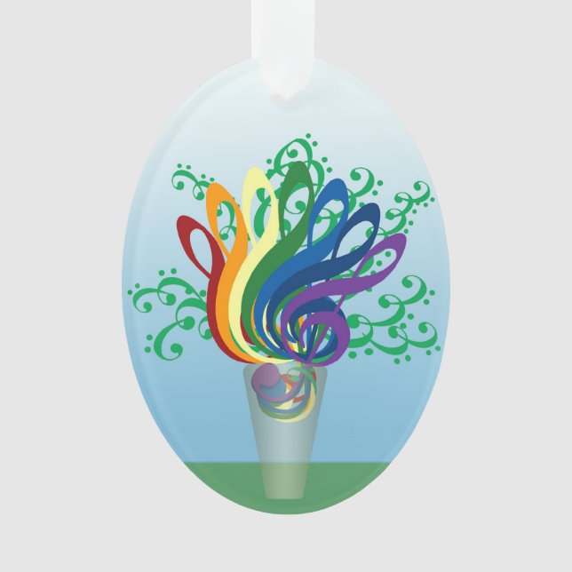 Musikclef-Blumenstrauß im lichtdurchlässigen Vase Ornament (Vorderseite)