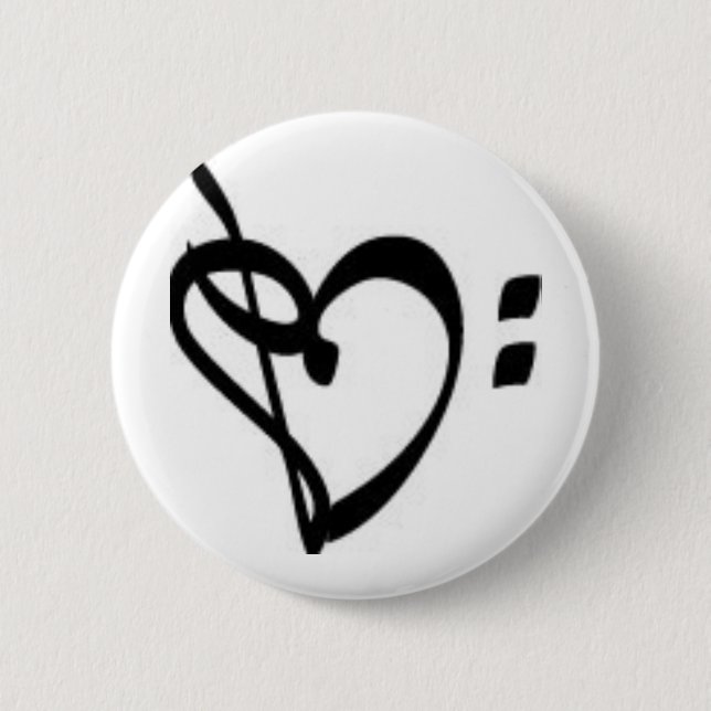 Musikclef-Herz-Knopf Button (Vorderseite)