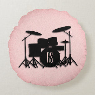 Musikdesign für Monogram-Trommel-Set Rundes Kissen