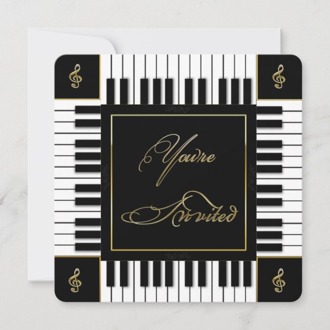 MUSIKEINLADUNG (PIANO-TASTATUR) EINLADUNG (Vorderseite)