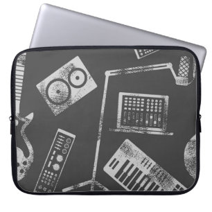 Musikelemente: nahtloser Vintage-Hintergrund. Laptopschutzhülle