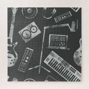 Musikelemente: Vintager nahtloser Hintergrund.
