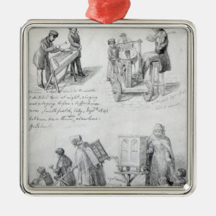 Musiker auf den Straßen von London, 1841-43 Silbernes Ornament