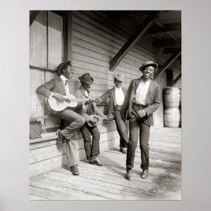 Musiker auf der Straße, 1908. Vintages Foto Poster