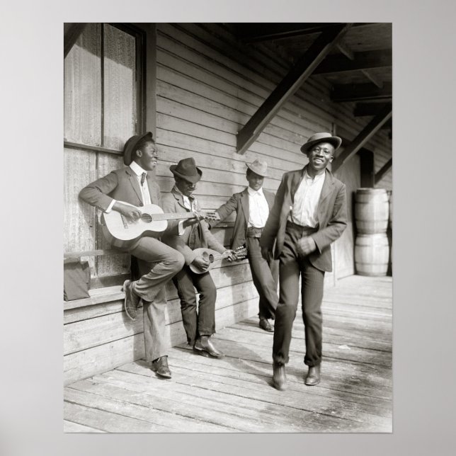 Musiker auf der Straße, 1908. Vintages Foto Poster (Vorne)