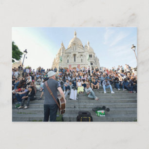 Musiker außerhalb von Sacre Coeur Paris Postkarte