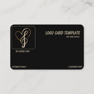 Musiker Classy Heart und Musiknoten-Logo Visitenkarte