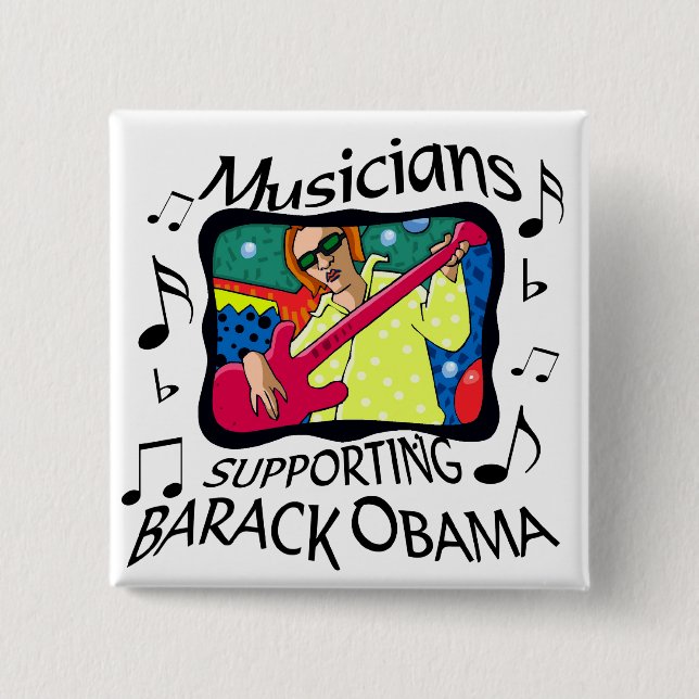 Musiker, die Barack Obama stützen Button (Vorderseite)