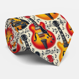 Musiker Faux-Seidentuch Gitarre Retro Noten Krawatte