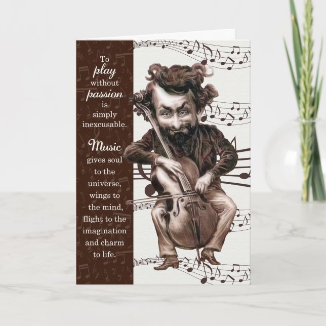 Musiker Funny Cello Karikatur Geburtstag Karte (Vorderseite)