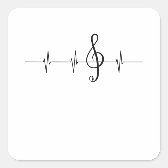 Musiker Heartbeat Clef Quadratischer Aufkleber (Vorderseite)