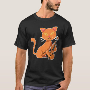 Musiker mit Katze Ich spiele Geige T-Shirt