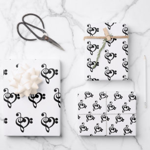 Musiker Musik Herz - Violinschlüssel Bassschlüssel Geschenkpapier Set