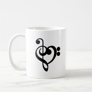 Musiker Musik Herz - Violinschlüssel Bassschlüssel Kaffeetasse