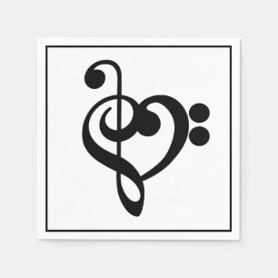 Musiker Musik Herz - Violinschlüssel Bassschlüssel Serviette