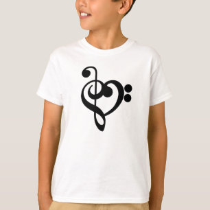 Musiker Musik Herz - Violinschlüssel Bassschlüssel T-Shirt