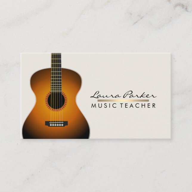 Musiker-Musik-Lehrer-Gitarren-Gold Visitenkarte (Vorderseite)