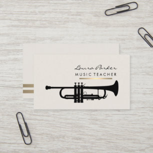 Musiker-Musik-Lehrer-Trompeteinstrument Gold Visitenkarte