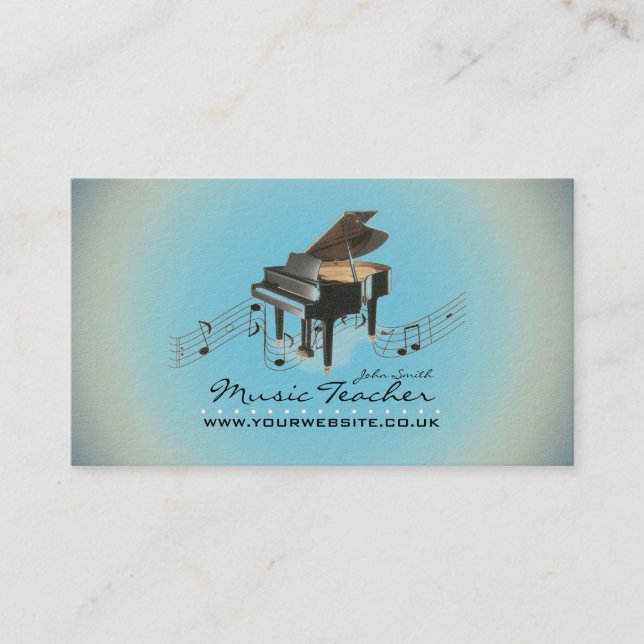 Musiker/Musiklehrer (Piano 1) Blue BG Visitenkarte (Vorderseite)
