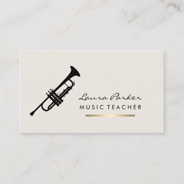 Musiker Musiklehrer Trumpet Instrument Gold Visitenkarte (Vorderseite)