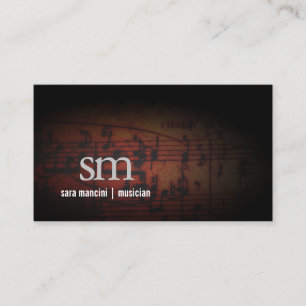 Musiker Musiknoten Grunge Monogram Music Visitenkarte