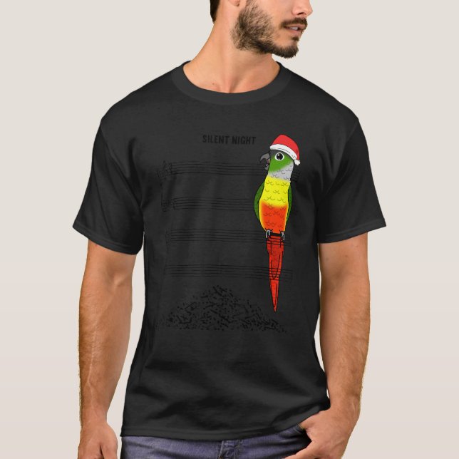 Musiker Parrot I Silent Night I Yellow Green Chee T-Shirt (Vorderseite)