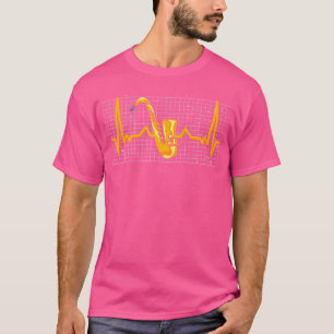 Musiker Saxophonist Jazz Music Heartbeat Saxophon T-Shirt