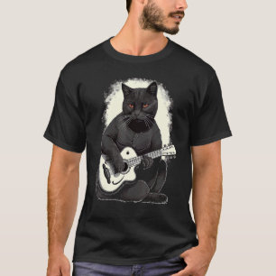 Musiker schwarze Katze Gitarrist Bombay Cats mit G T-Shirt