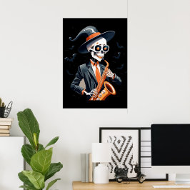 Musiker Skeleton Saxaphone Poster Wall Deco