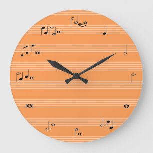 Musiker-Stempeluhr - Orange und Weiß Große Wanduhr
