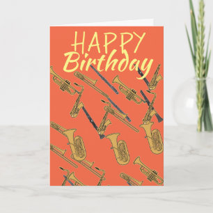 Musiker trompetet und flöten Geburtstag Karte