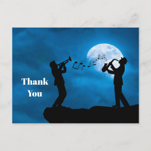 Musiker Vollmond Silhouette Danke Postkarte
