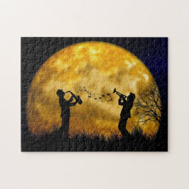 Musiker Vollmond Wasserfarbe