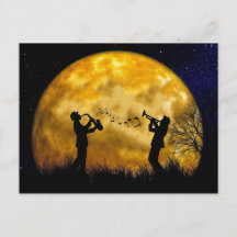 Musiker Vollmond Wasserfarbe
