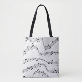 Musikerin aus Schwarzweiß-Musiknoten Tasche