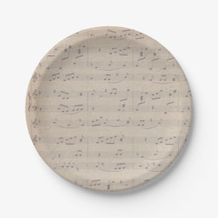 Musikerin der Vintagen Musiknote Pappteller