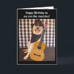 Musikerin Son Birthday Karte<br><div class="desc">Individuelle lustige Karte für den Sohn/Neffen,  der Musiker oder Lieben als Hobby ist.  Vorderseite: "Herzlichen Glückwunsch zum Geburtstag meines Sohnes,  des Musikers!" Innenseite:  "...  von Ihrem größten Fan!  Liebe,  Mama" Sie können alle Texte anpassen und die Schriftart und Farben der Schriftart ändern.</div>