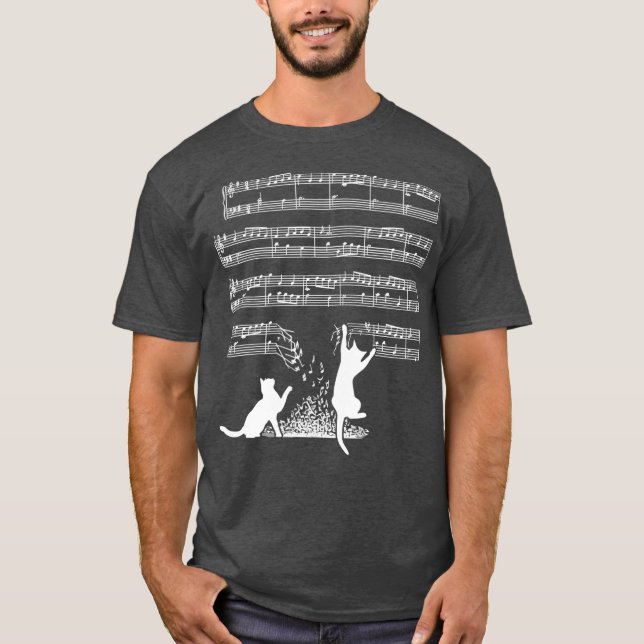 Musikerkatzen und Noten T-Shirt (Vorderseite)