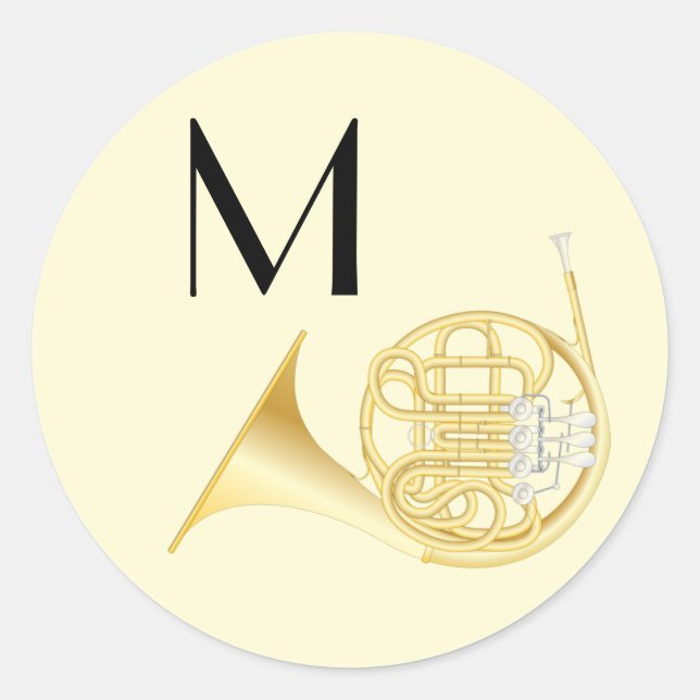 Musikerlehrer der französischen Horn Runder Aufkleber (Vorderseite)