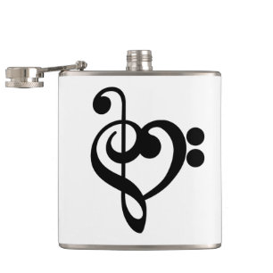 Musikermusikherz - Treble Bass Clef Flachmann
