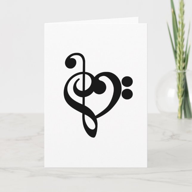 Musikermusikherz - Treble Bass Clef Karte (Vorderseite)