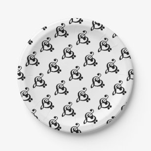 Musikermusikherz - Treble Bass Clef Pappteller