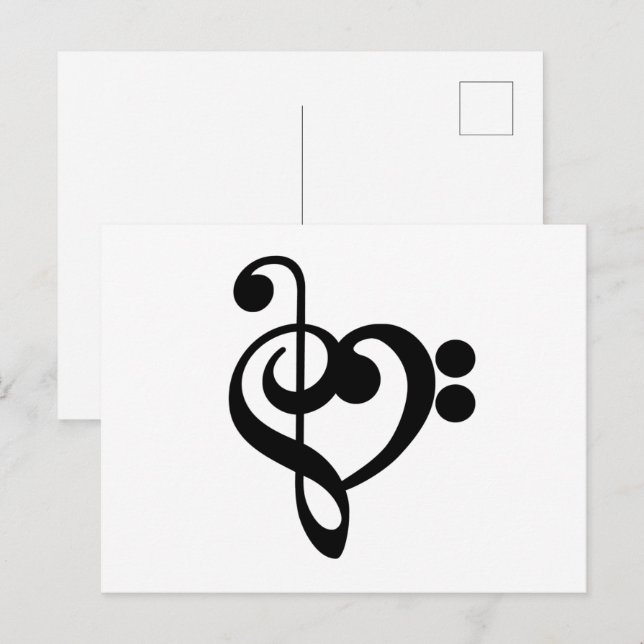 Musikermusikherz - Treble Bass Clef Postkarte (Vorne/Hinten)